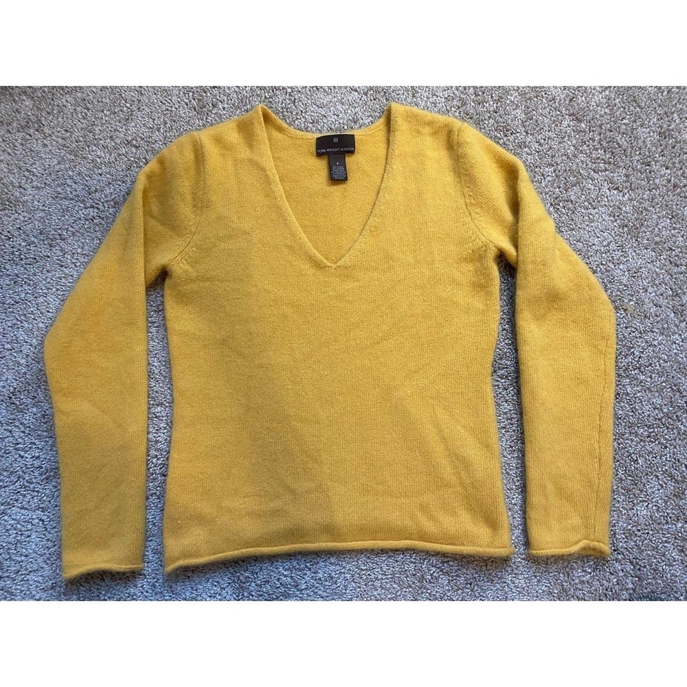 Fenn Wright Manson Sweater Wool Angora Butter Yellow Small Pullover Preppy S10